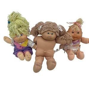 Preowned Cabbage Patch Kids Soft Body Baby Dolls LOT of 3 Blonde Girls